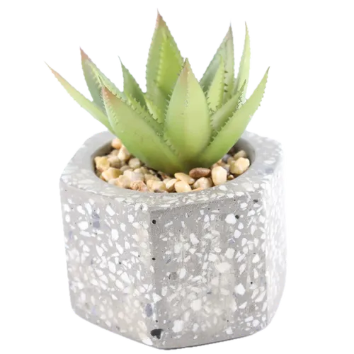 Artificial Shaw's Agave Succulent Plant In Stone Hexagon Pot