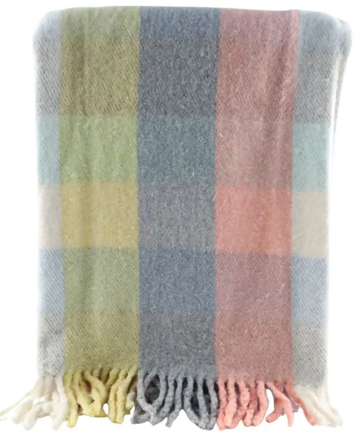 Pastel Striped Wool Throw Blanket
