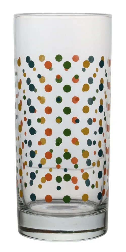 Clear Glass With Colour Dots Drinking Glass