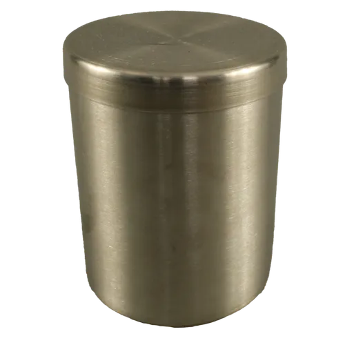 Brushed Stainless Cylindrical Tin With Lid