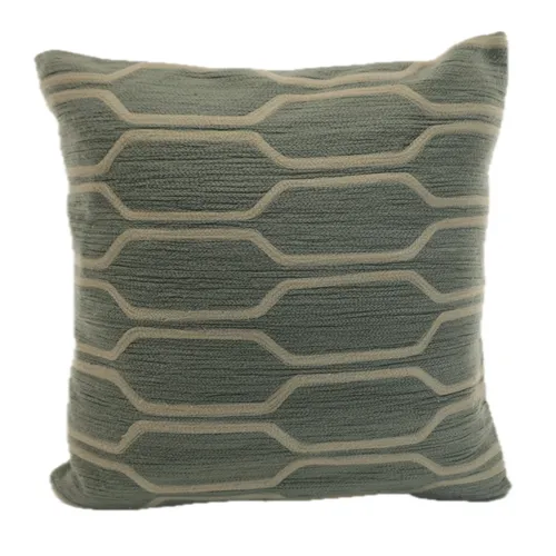 Cloud Blue & White Mid Century Modern Embroidered Throw Pillow
