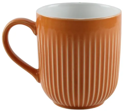 Orange Ribbed Ceramic Mug
