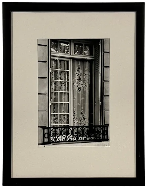 Window With Lace Black & White Photograph In Black Frame