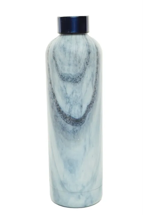 Smokey Blue Woodgrain Metal Water Bottle