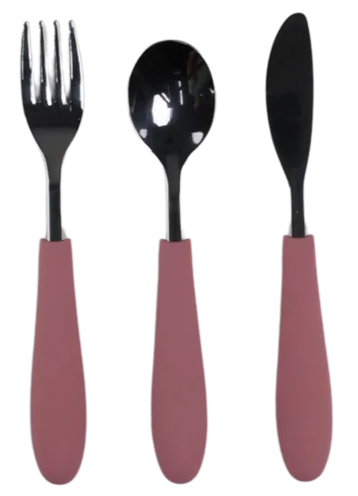 Kids Pink & Stainless 3pc Cutlery Set