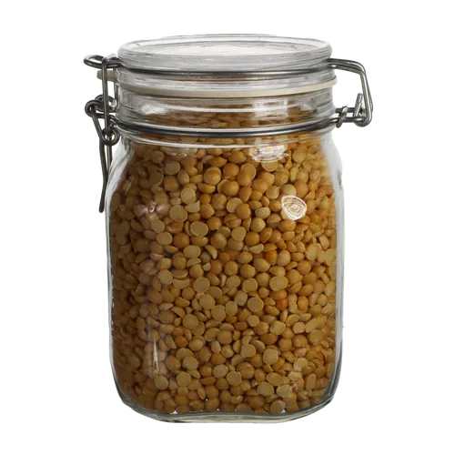 Clear Glass Canister With Yellow Split Peas