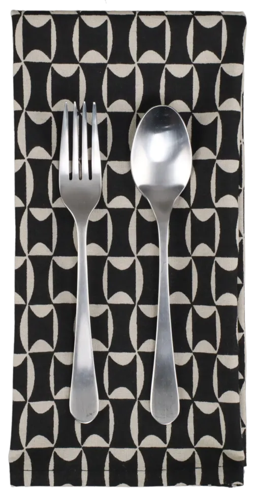 Black & Taupe Geometric Pattern Napkin