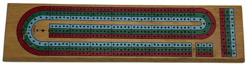 Red / Green / Blue Wood Cribbage Game Board