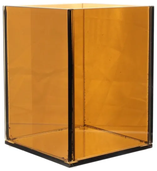 Clear Orange Glass Candle Holder
