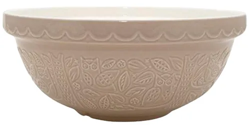 Beige Ceramic Forest Animals Owl Mixing Bowl