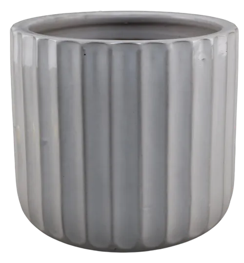 White Vertical Texture Ceramic Plant Pot