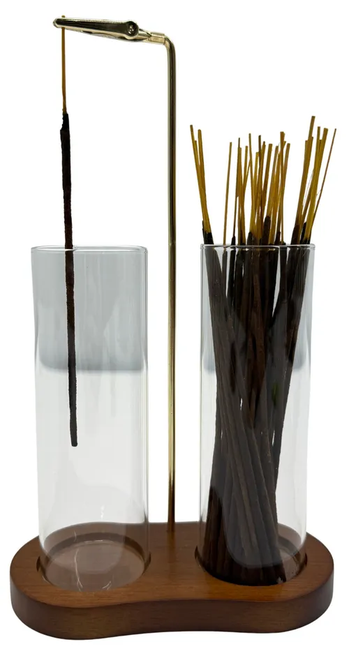Wood & Glass Cylinder Incense Holder