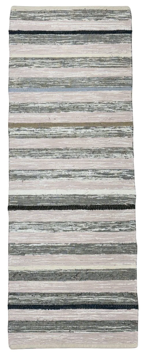 Pink & Grey Striped Entry Mat Rug 2'1