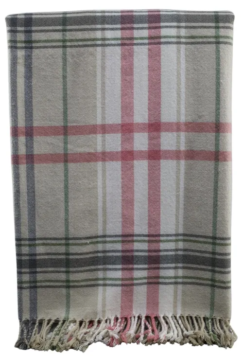 Pastel Multicolour Tartan Throw Blanket With Fringe