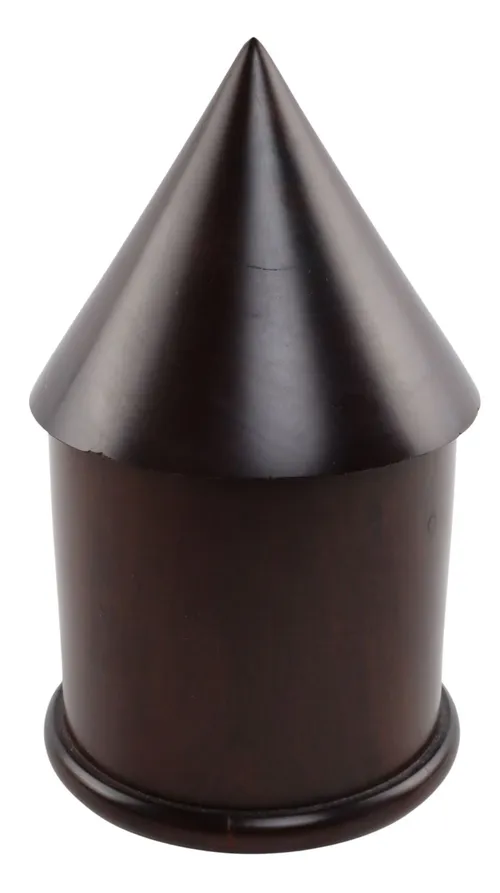 Dark Wood Round Box With Pointed Lid