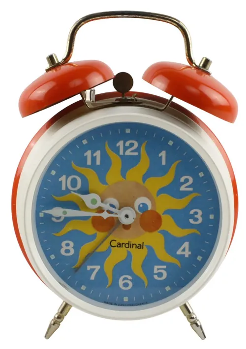 Orange Metal Sun Twin Bell Alarm Clock