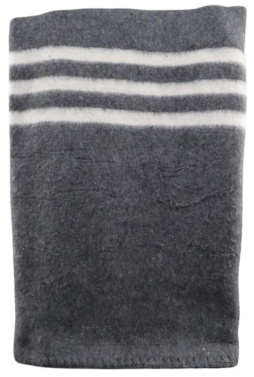 Grey & White Stripe Wool Blanket