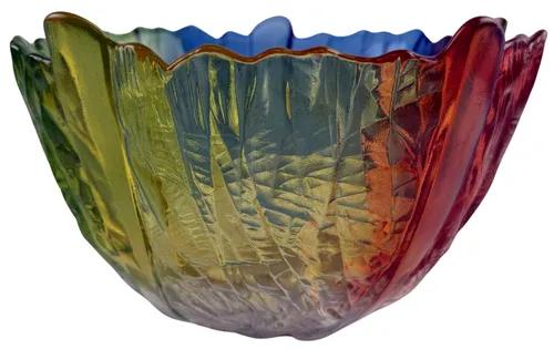 Multicolour Ice Flower Glass Serving Bowl