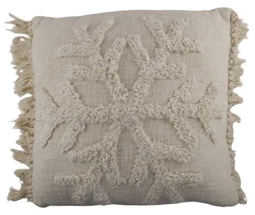 Cream Snowflake Throw Pillow