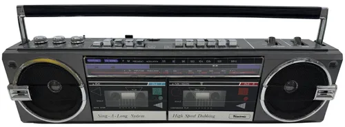 Vintage Charcoal Silver Double Cassette Radio Ghettoblaster