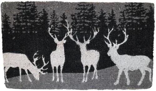 Black & White & Silver Deer Door Mat
