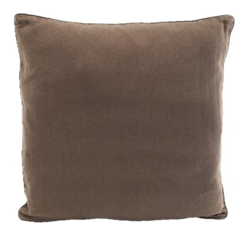 Brown Solid With Chocolate Faux Suede Back Throw Pillow