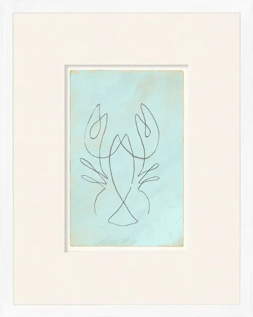 Line Drawing Lobster On Paper With White Frame
