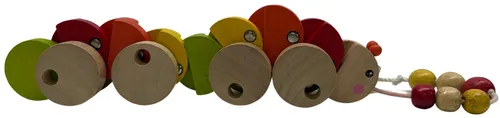 Natural Wood & Multicolour Caterpillar Pull Along Toy