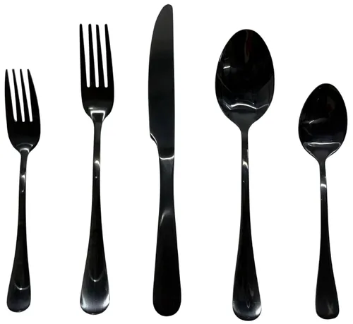 25 Piece Cutlery Set With Metallic Black Finish
