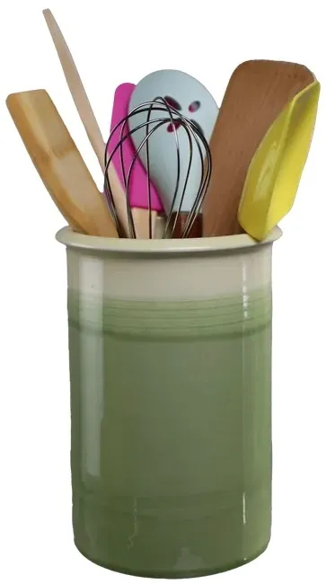 Gradient Sage Green Utensil Holder With 7 Utensils