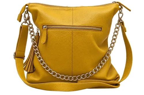Mustard Yellow Pebbled Leather Shoulder Bag