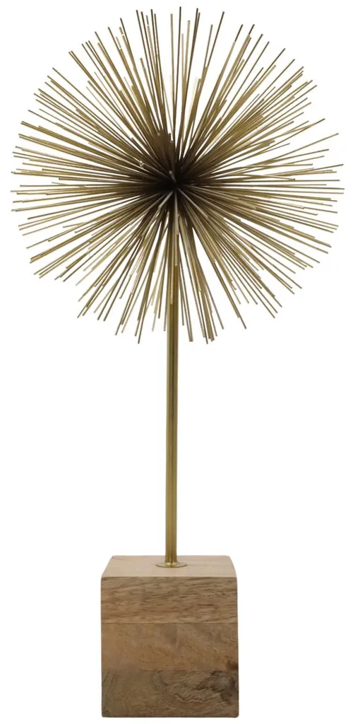 Gold Metal Starburst On Wood Base