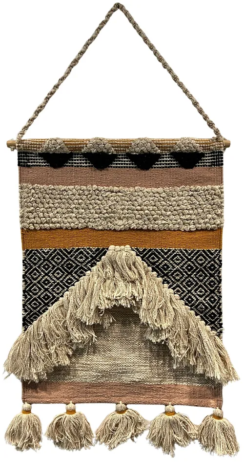 Textural Wool & Tassel Bohemian Wall Hanging