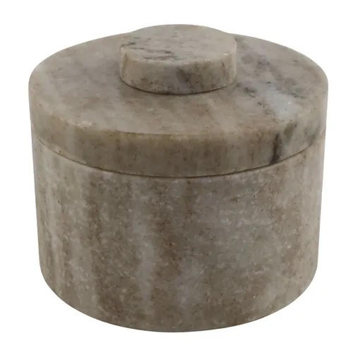 Light Brown Round Marble Box With Lid