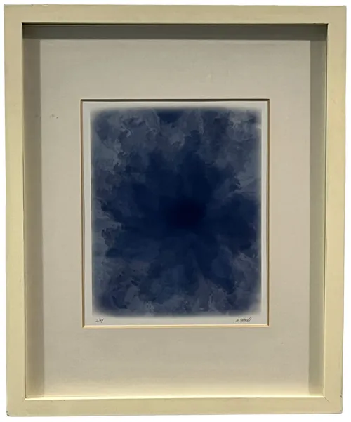 Blue Floral Storm In White Frame