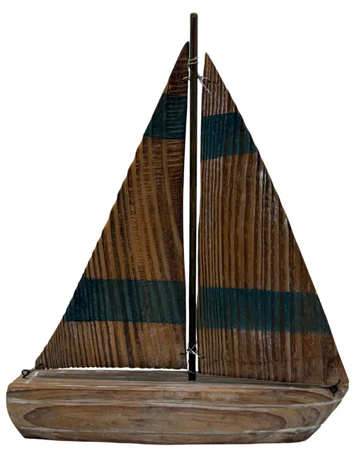 Rustic Wood & Blue Sailboat 