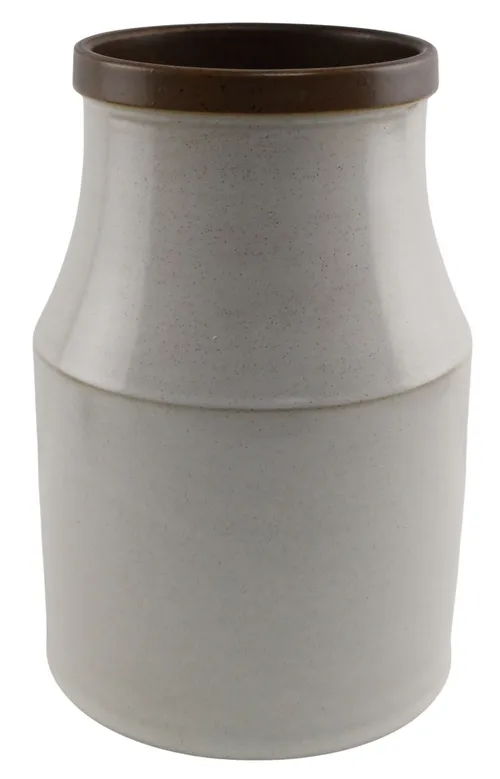 Oatmeal Ceramic Vase With Brown Lip