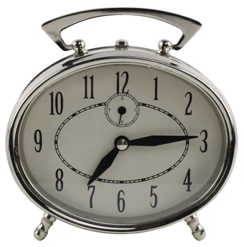 Silver Metal Oval Alarm Clock