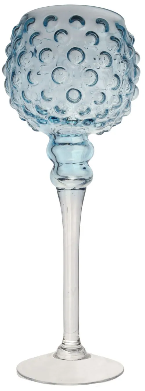 Blue Bubble Glass Stem Votive Holder - Large