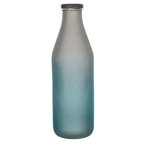 Translucent Ocean Blue Glass Bottle With White Lid