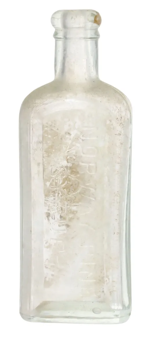 Antique Clear Glass Apothecary Bottle - D