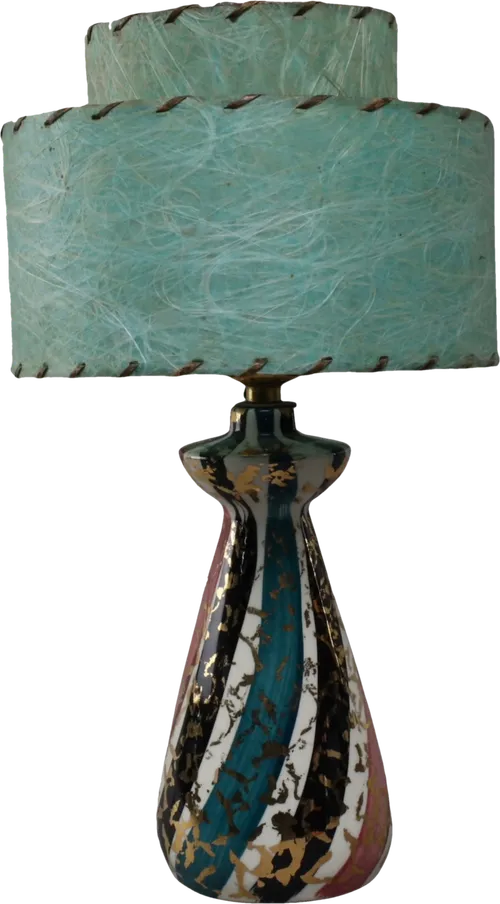 Vintage Table Lamp With Green 2 Tier Shade