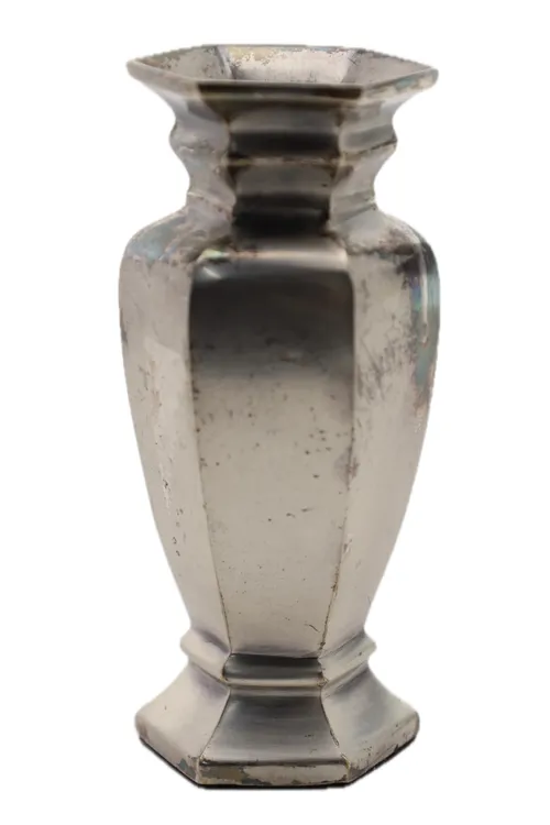 Tarnished Bright Pewter Vase