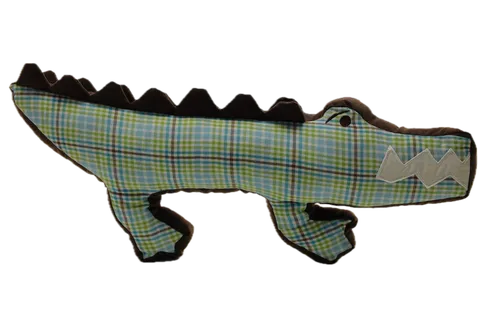 Green & Brown Plaid Alligator Throw Pillow