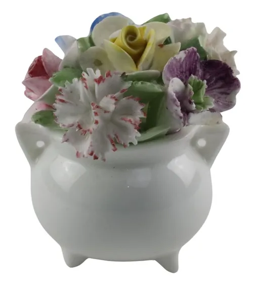 Bone China Floral Arrangement With White  Cauldron Vase