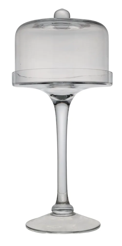 Clear Glass Tall Dessert Stand With Dome Lid