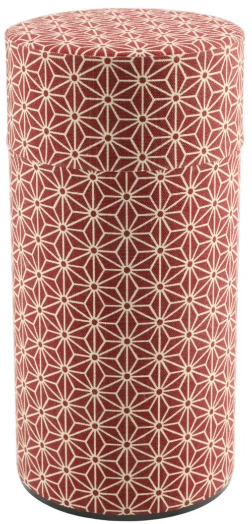 Red & White Starburst On Japanese Paper Tin Canister