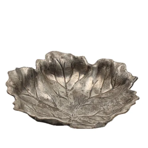 Silver Leaf Metal Dish Bowl