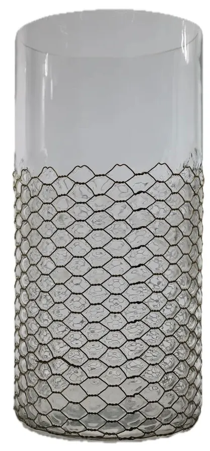 Bronze Metal Wire Wrapped Clear Glass Vase