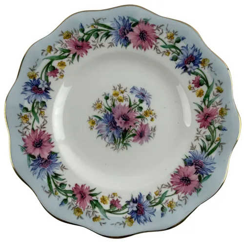 Blue & Pink Cornflower Bone China Side Plate